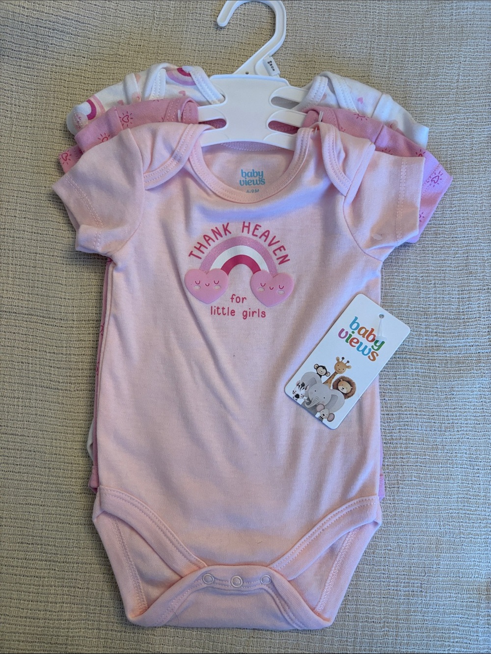Baby views Girl Pink Short-Sleeve One-Piece Bodysuit - Thank Heaven Design